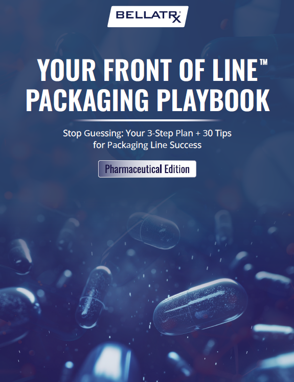 image 11 | BellatRx image 11 Bellatrix Pharmaceutical Edition cover: 'Your Front of Line Packaging Playbook' with subtitle and logo on a blue pill-themed background.